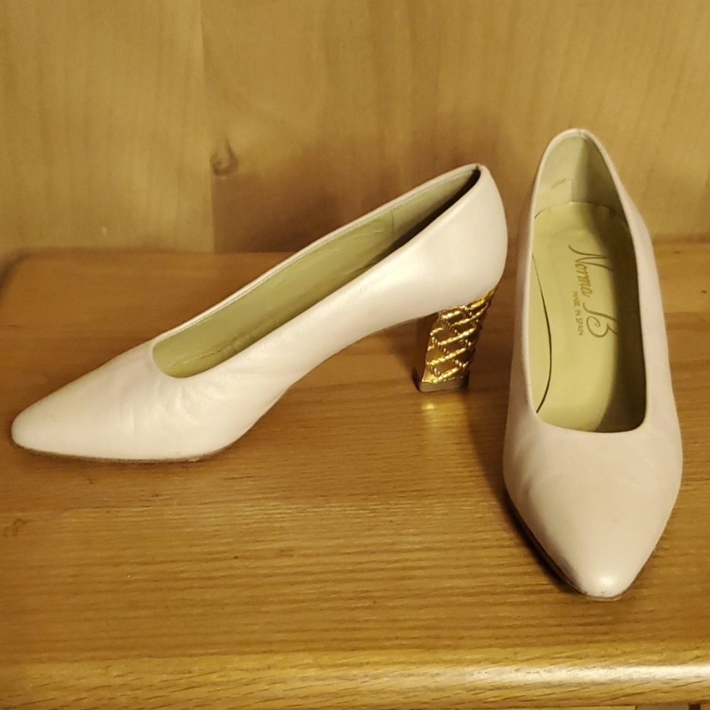 Norma B pink/gold leather pumps sz 6.5 excellent condition.